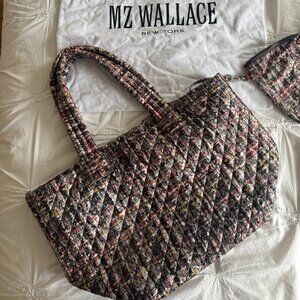 MZ Wallace Quilted Tote Bag – Multicolor Tweed | Includes Inner Bag + Dust Bag